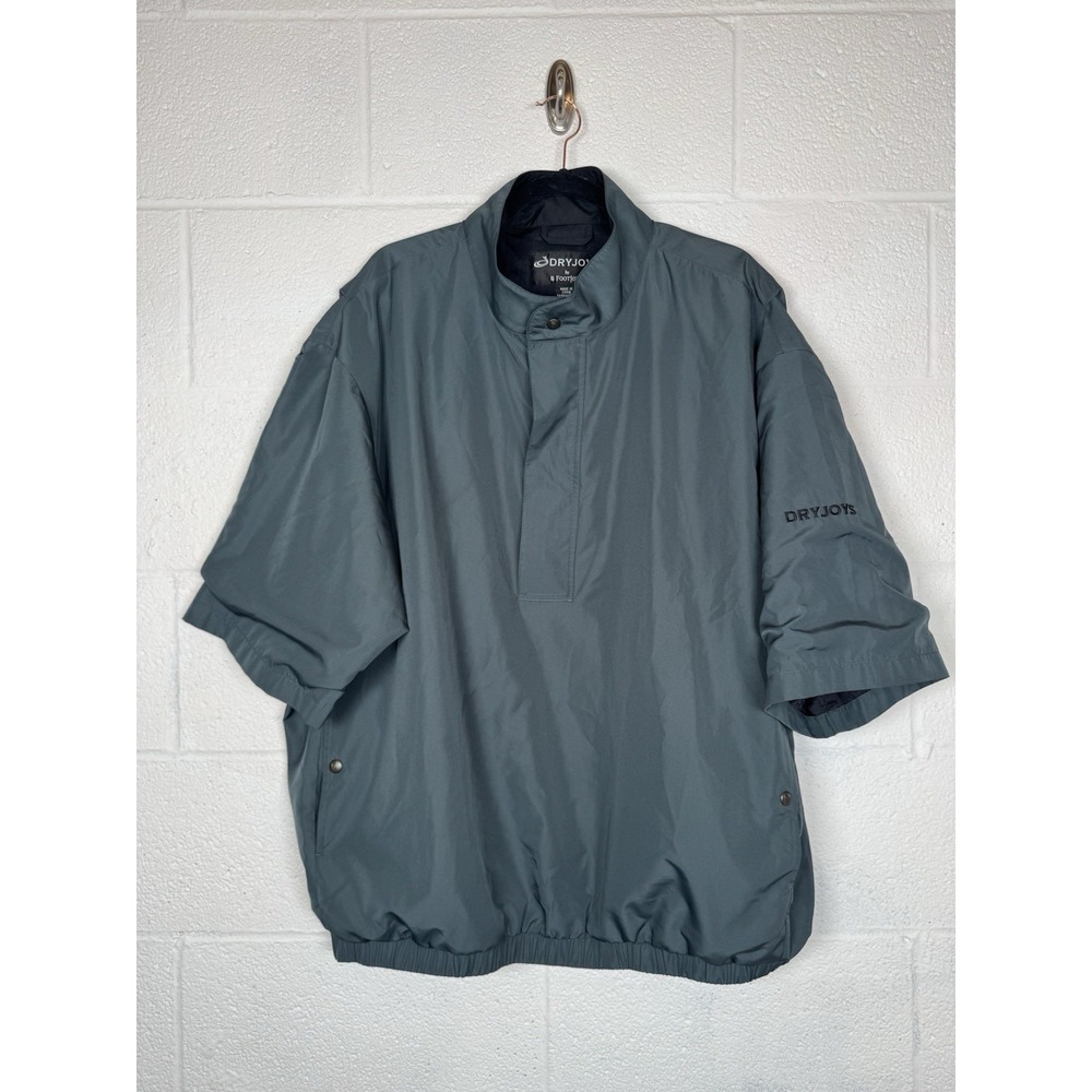 FootJoy DryJoys Golf Pullover Sage Green Short Sleeve Half Zip Windbreaker XL